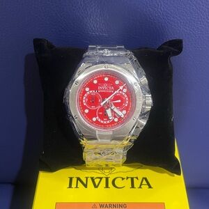 Invicta Racing RedLine 48mm Men Watch Silver Red Chronograph
